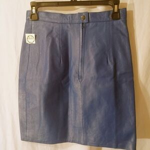 Reba Blue Leather Pencil Skirt